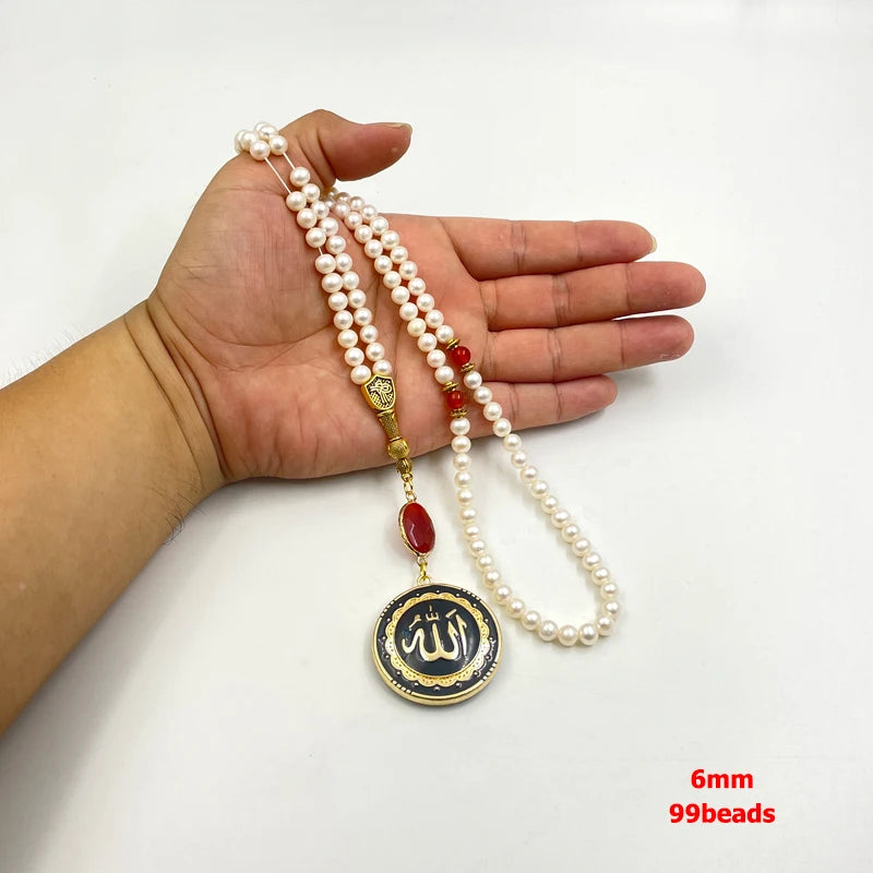 Muslim necklace Natural water Pearl 99 Beads round Pearl Tasbih islamic misbaha jewelry prayer beads Eid ramadan gift