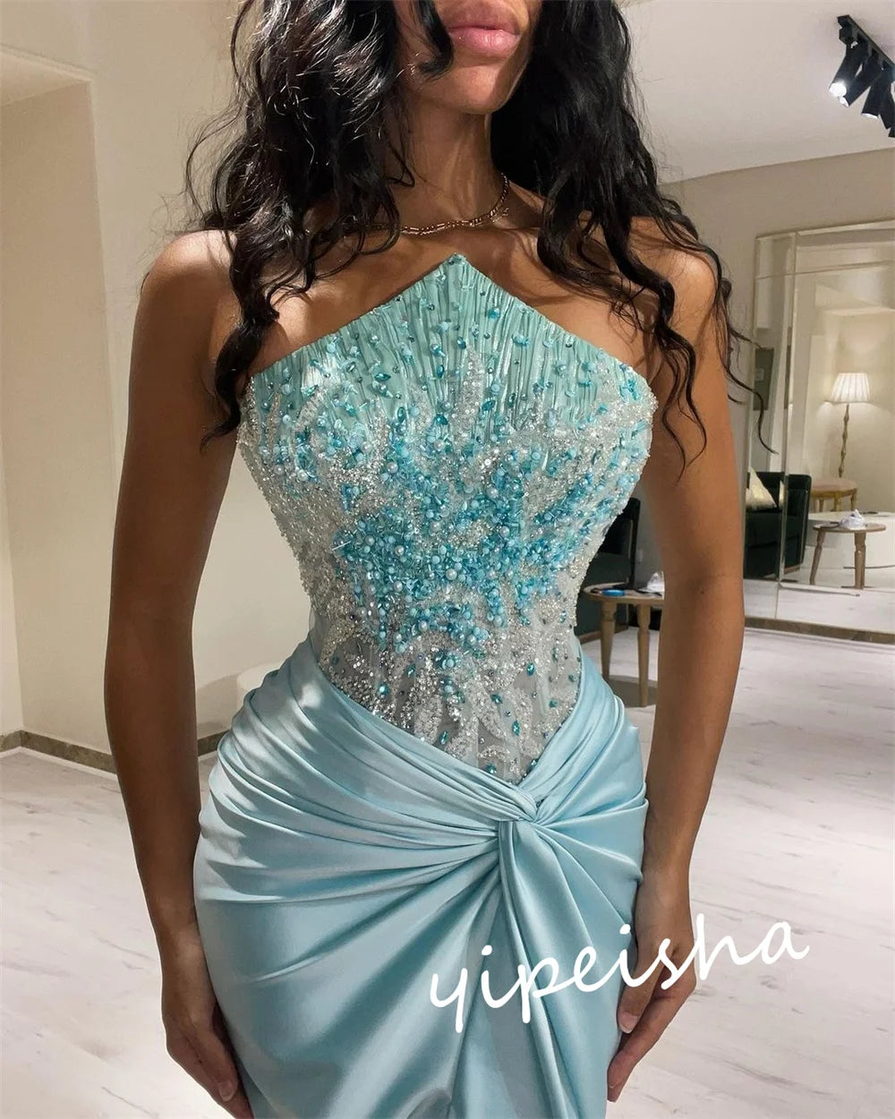 Classic Modern Style Formal Evening Strapless Mermaid Beadings Bespoke Occasion  Prom Dresses