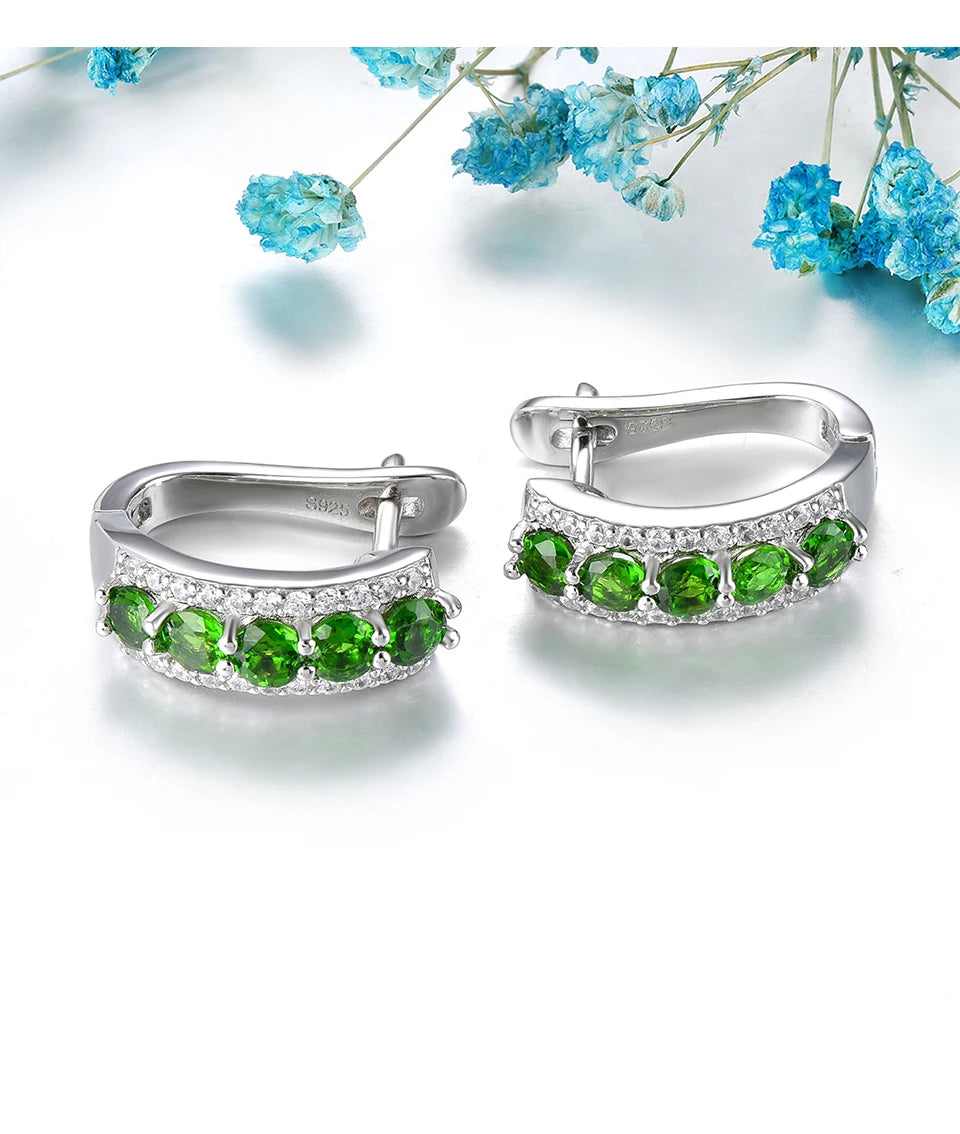 Natural Green Diopside Solid Sterling Silver