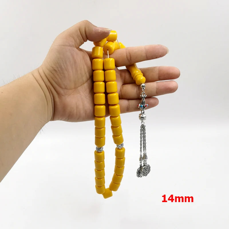 Tasbih men turkish prayer beads Yellow Resin luxurious Misbaha Tibetan silvers Accessories Eid gift islamic arabic bracelet