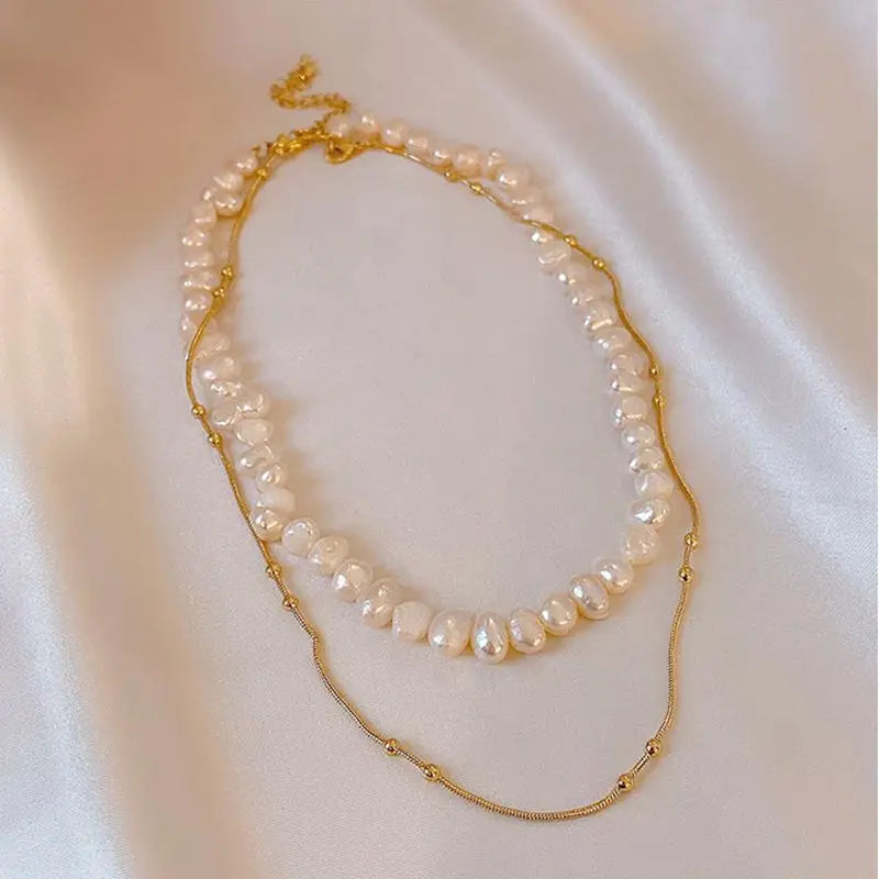 Jewelry 100% Natural Baroque Freshwater Pearl 14K Gold Filled Female Chokers Necklace