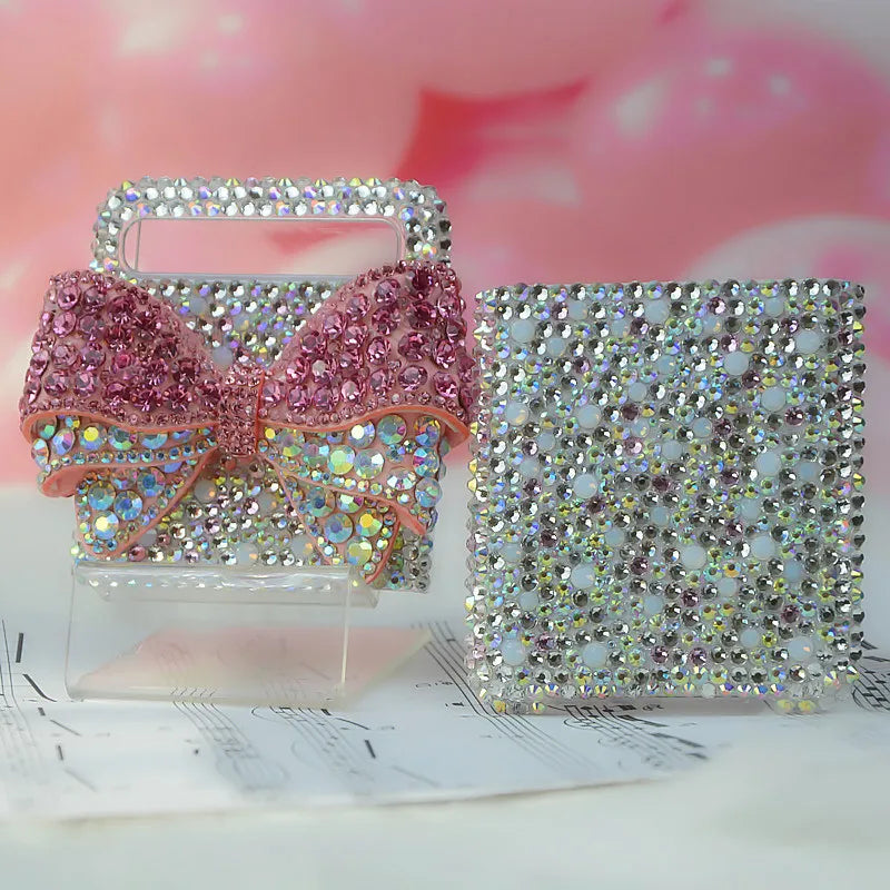 For Samsung Galaxy Z Flip 6 5 4 3 5G F7110 F7070 Luxury Rhinestones Crystal Shinny Cute Diamond Bow Phone Case Cover