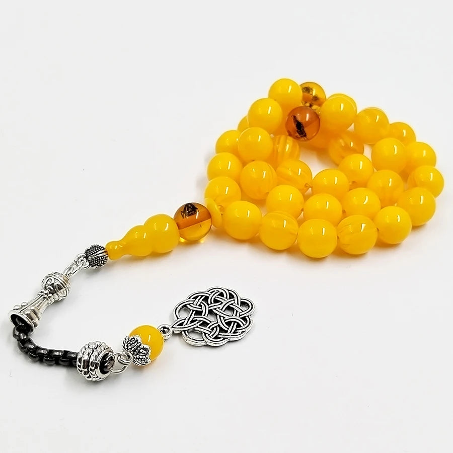 Yellow resin Tasbih Muslim bracelet  insect beads Turkish fashion gift For Ramadan