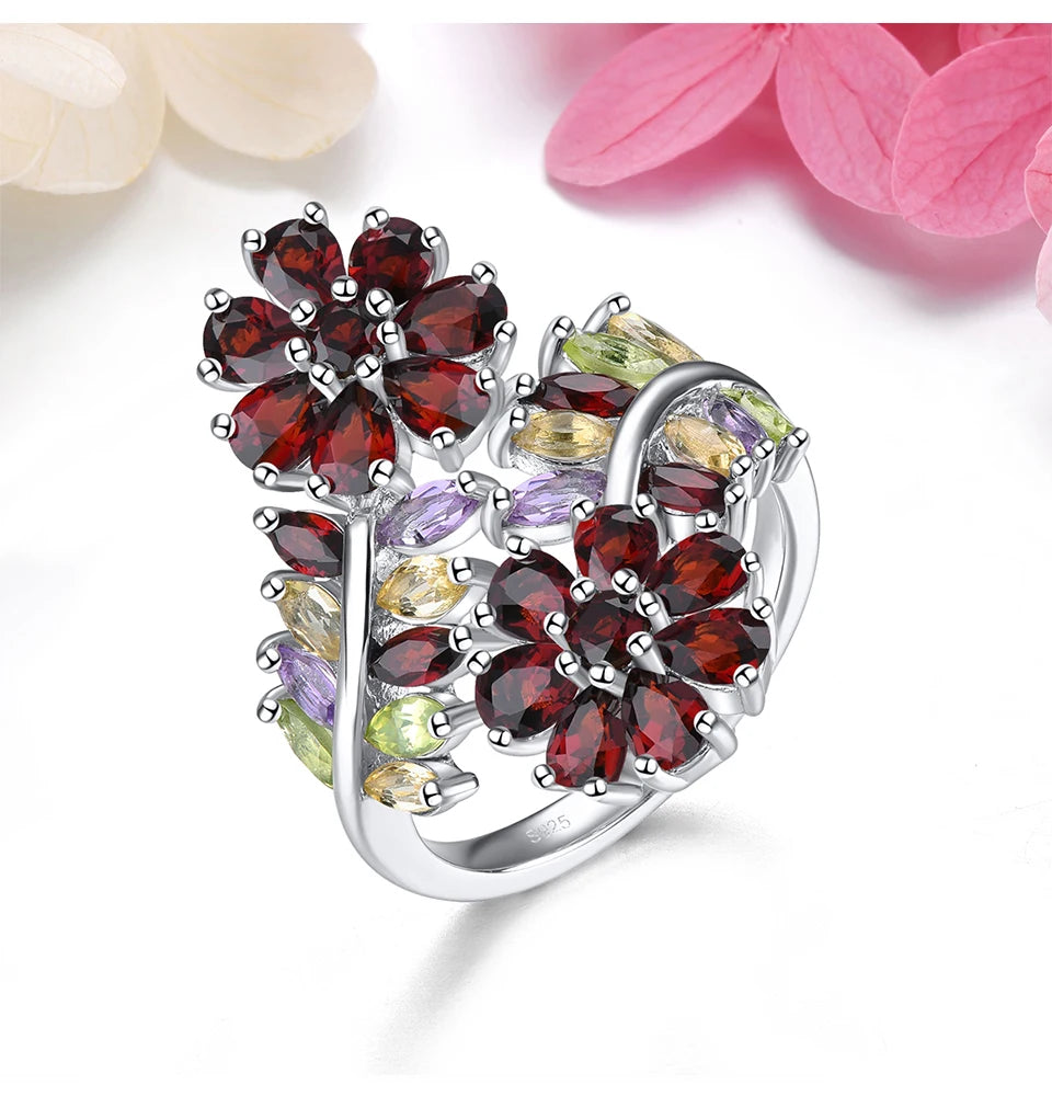 Natural Red Garnet Sterling Silver