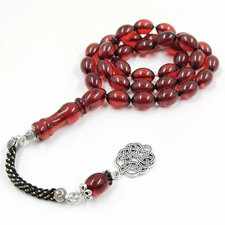 Red Resin Tasbih Muslim bracelet 33 bead rosary Red Bracelets Beads Tarbons islamic tespih