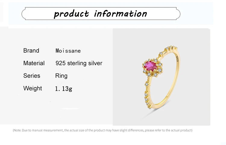 2022 Fashion Genuine Sterling Silver Ruby 18K Gold Couple Ring For Women Girl Flower Full Diamond Office Wedding Anniver Jewelry