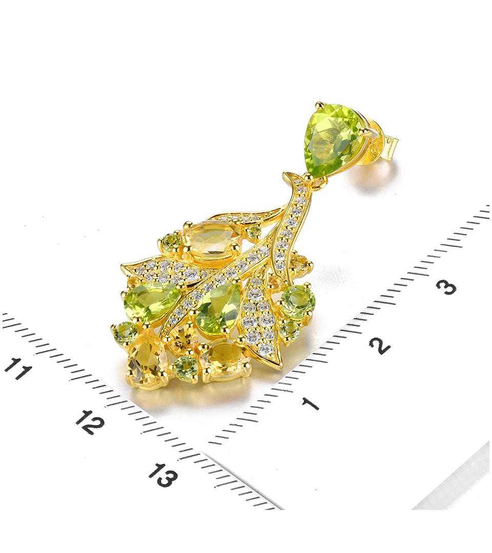 Natural Peridot Citrine Silver