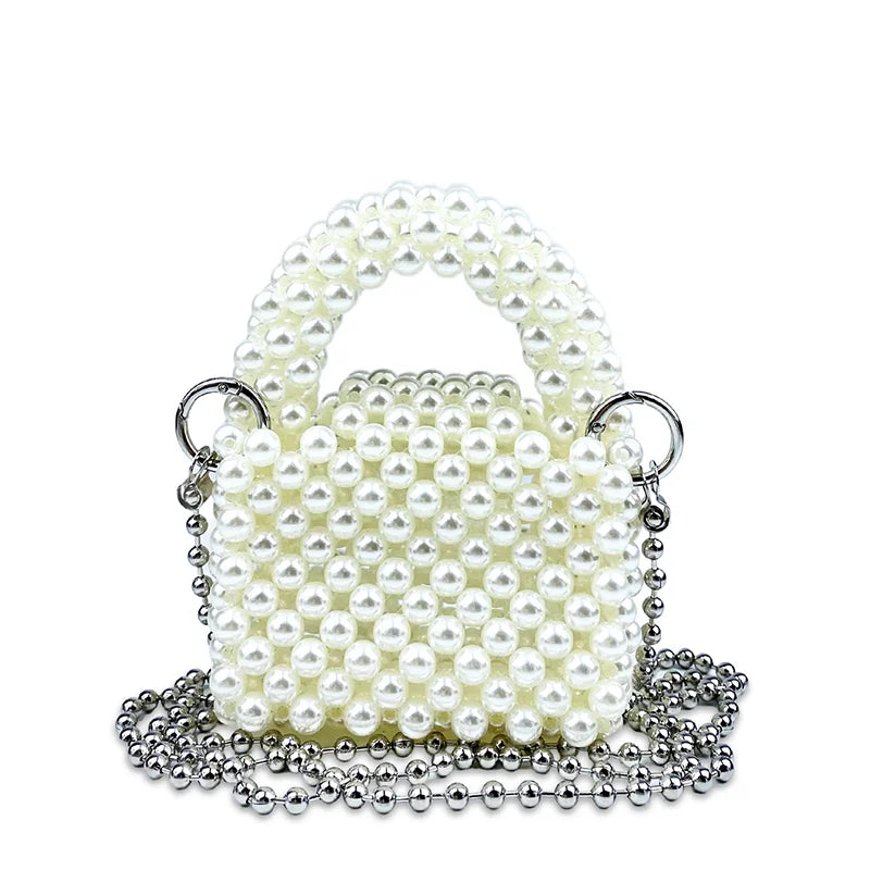 finished crossbody bags retro women's woven bags, niche shiny hollow ins beaded bags