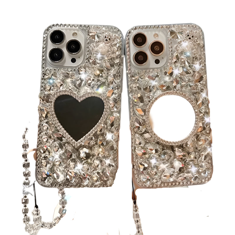 Anti-Scratch Hard Case with Mirror and Diamond, for Huawei P50Pro, P40, Mate30, Honor 9X, 50, 60Pro