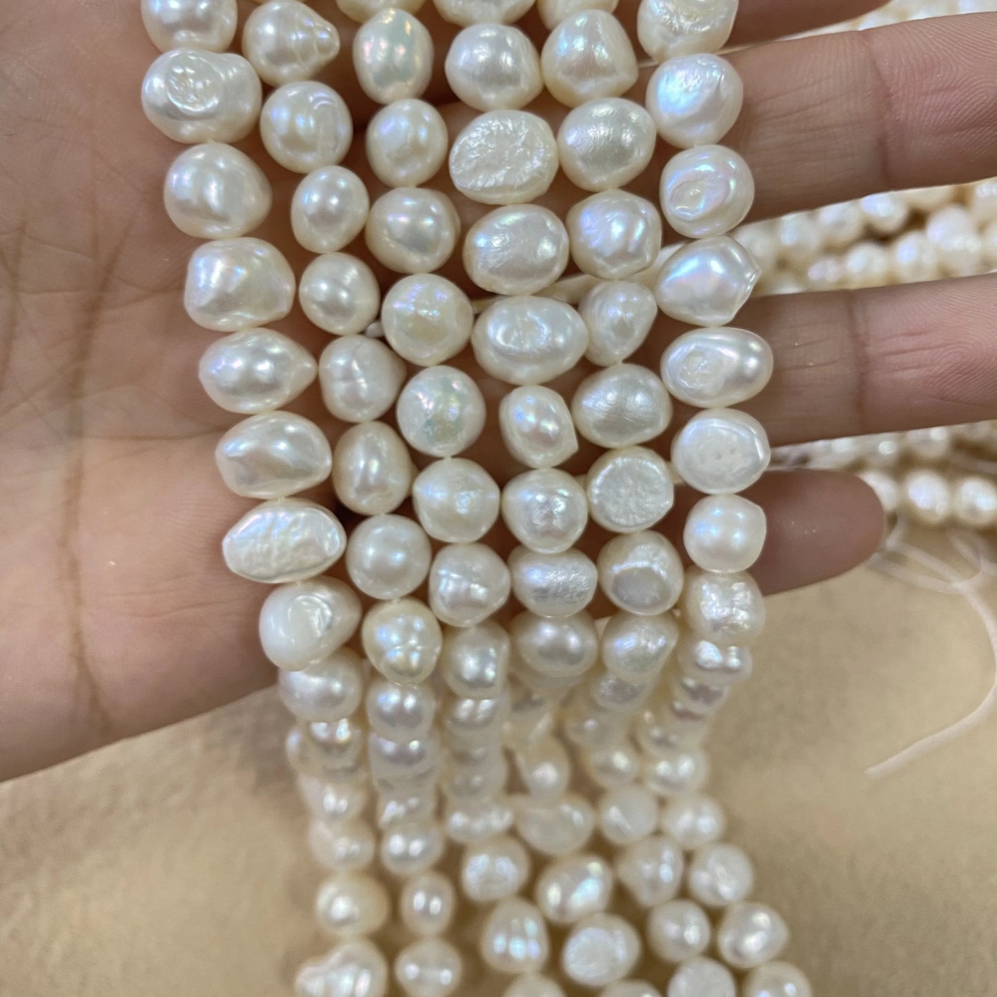 17cm String Natural Baroque Freshwater Pearl Beads 8-9mm Beads DIY Jewlery Making Kit for Necklace Bracelet Earring