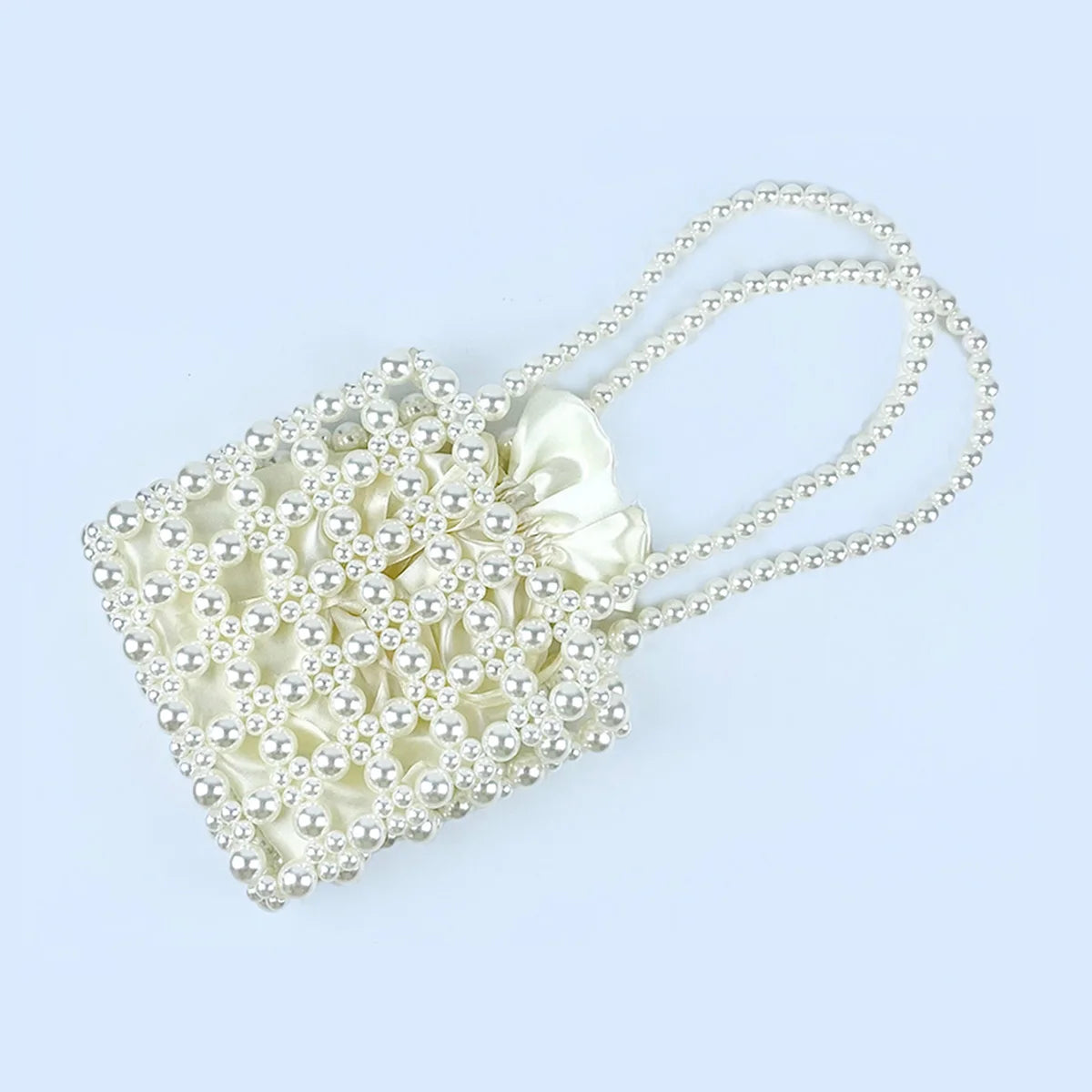 New French style elegant lady pearl handbag, handmade beaded finished bag, summer mobile phone small square bag