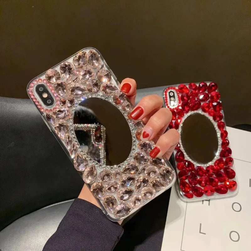 Crystal Phone Case for Huawei P50Pro, P40, Mate30, Honor 9X, 50, 60Pro, Luxury Rhinestone Bling, Diamond Mirror