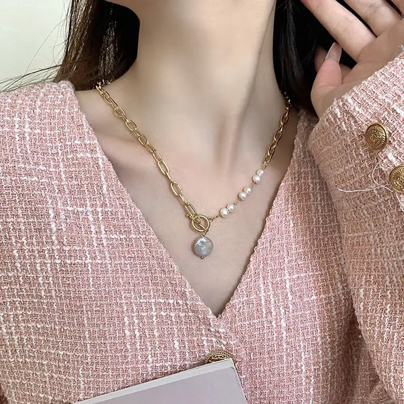 Hot Sell Fashion 100% Natural Freshwater Pearl 14K Gold Filled Female Necklace Wholesale Jewelry