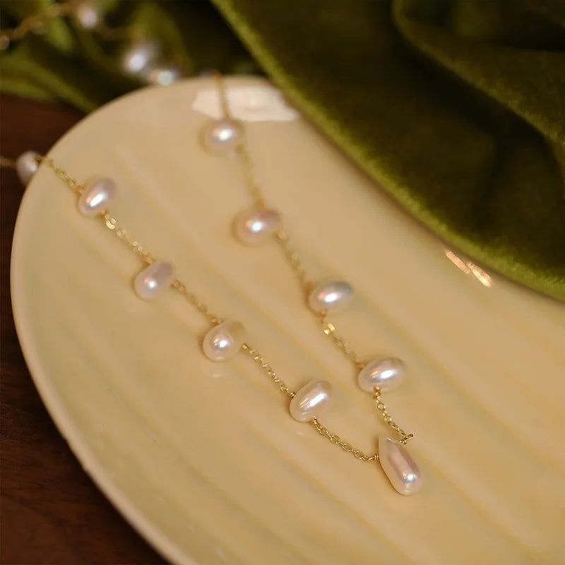 New Arrival Trendy 100% Natural Freshwater Pearl 14K Gold Filled Female Chains Necklace Jewelry