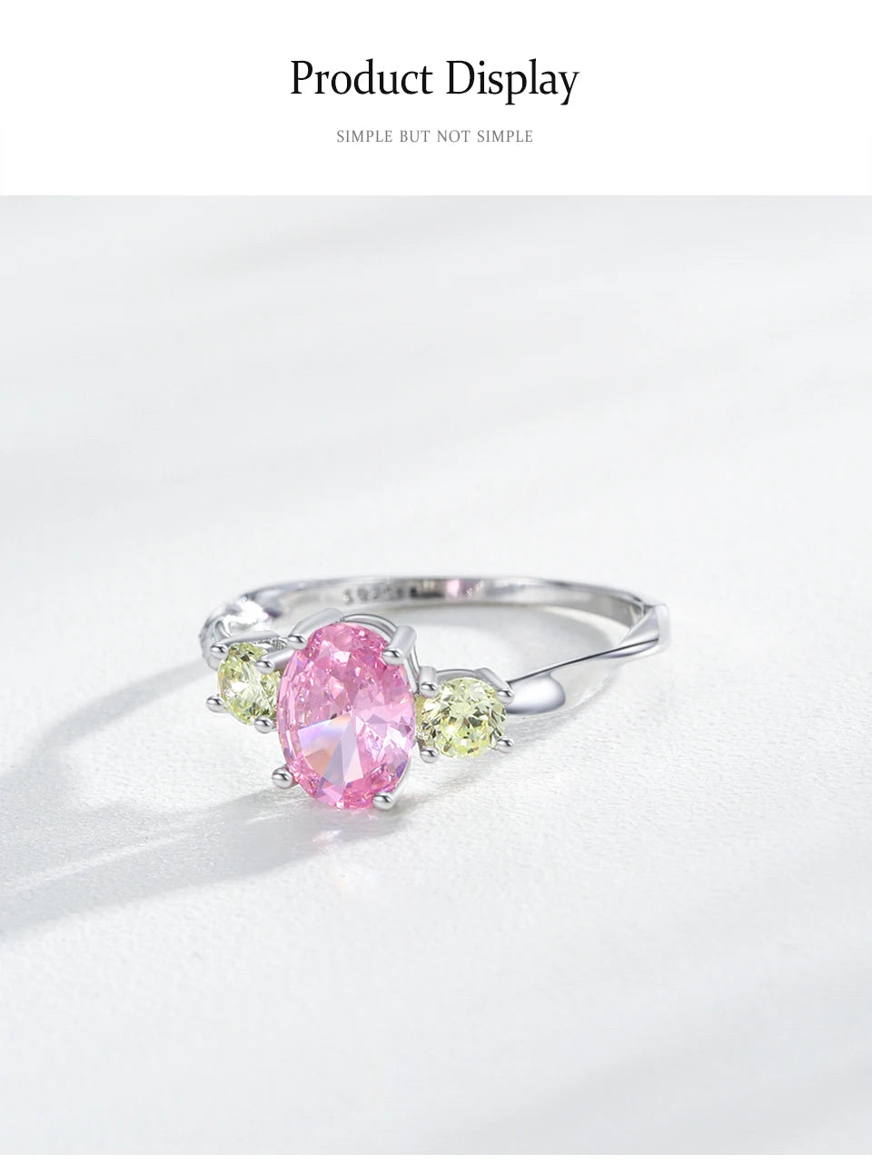 925 Sterling Silver Romantic Green&Pink Cubic Zirconia