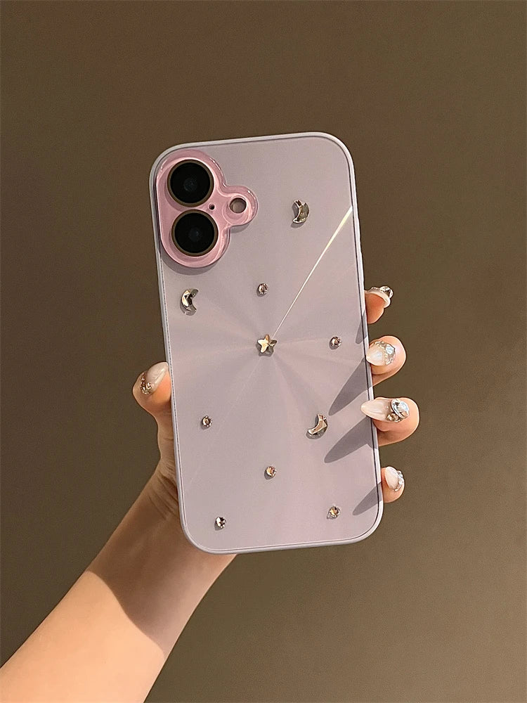 High Quality Luxurious Glitter Diamond Aurora Phone Case For iPhone 16 15 14 13 12 11 Pro Max Bling Rhinestones Protective Cover