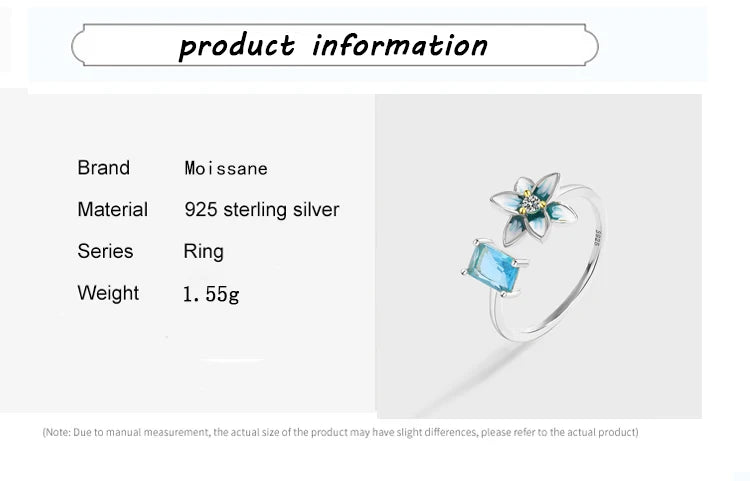 Flower Full Diamond  Blue Original Sterling Silver Jewelry