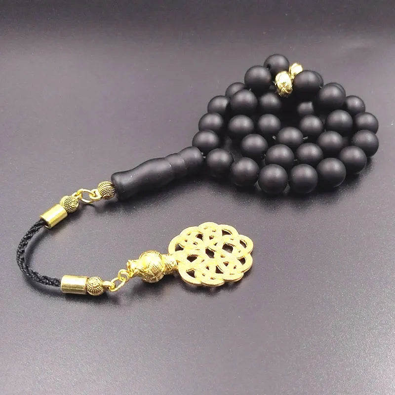 Tasbih Black Matte agates stone muslim prayer beads islamic rosary