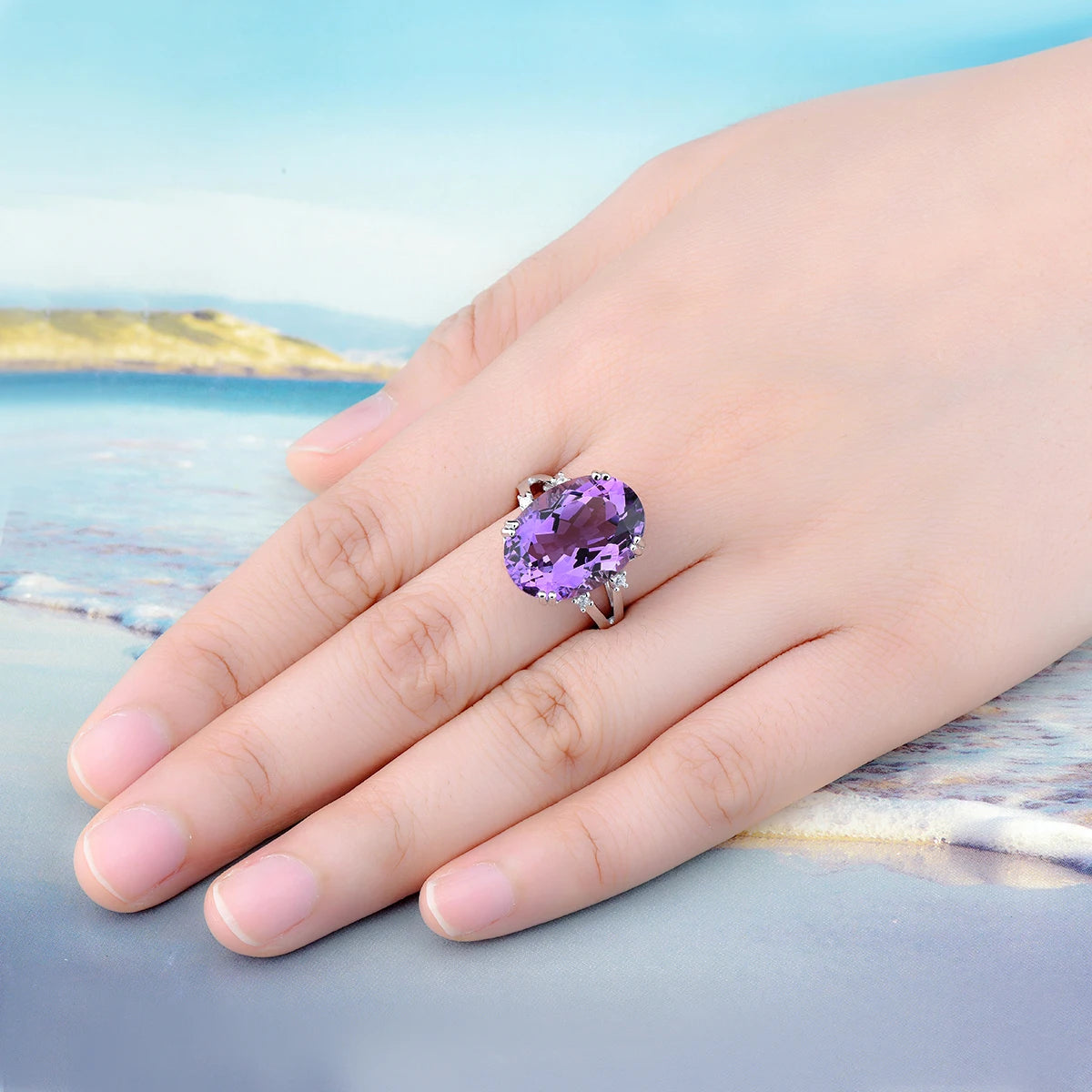 Natural Amethyst South Africa Solid Silver Rings 11.5 Carats Genuine Deep Purple Luxury