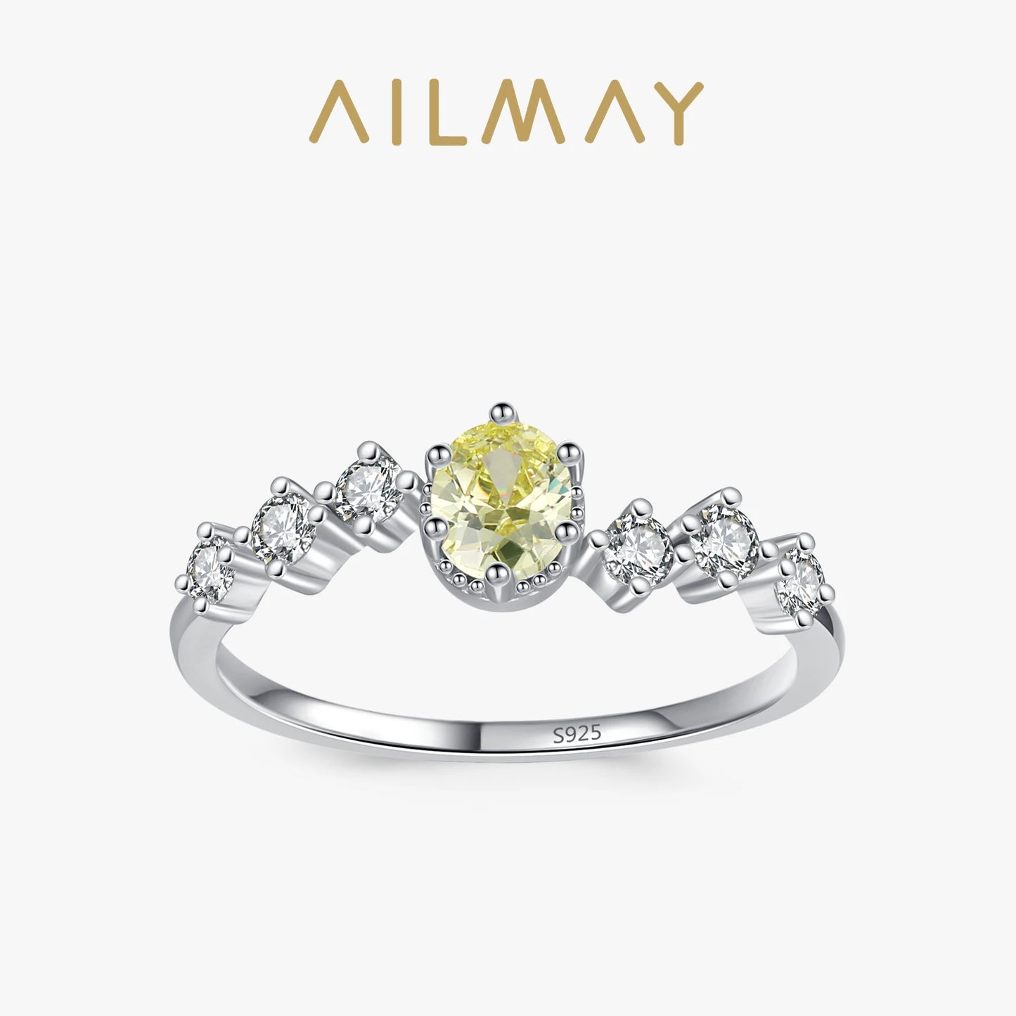 925 Sterling Silver Oval Lemon Yellow Zircon