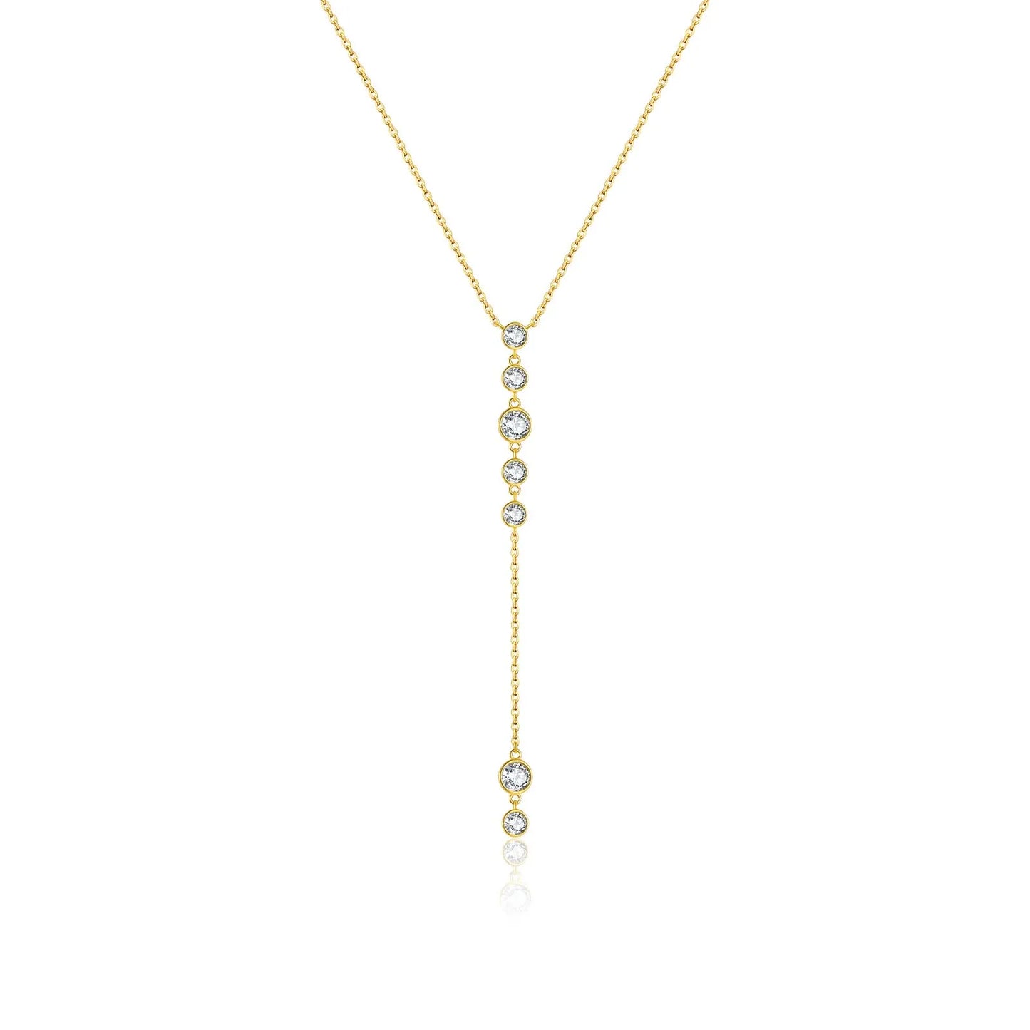 925 Sterling Silver Gold long  Zircon Necklace Luxury