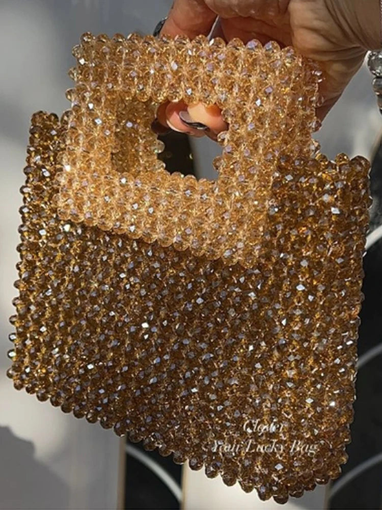 New High-end Texture Beaded Women's Bag with Shiny Ins Crystal Production Party Banquet Handbag Can Be Customized in Color