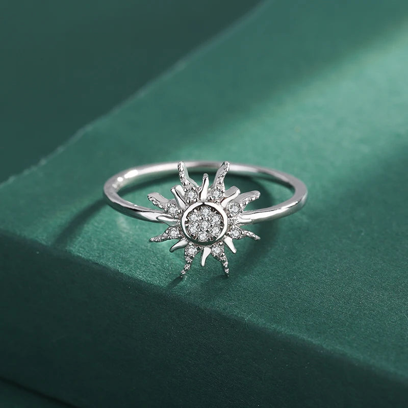 Sun Flower Sterling Silver Diamonds Jewelry