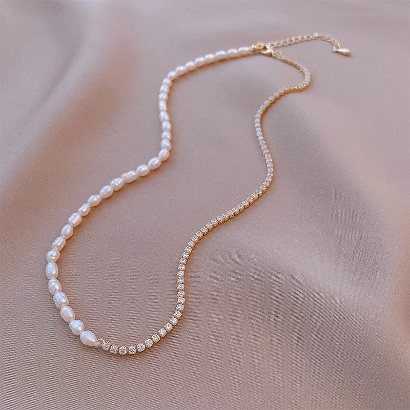 Pearl & Shiny Crystal  14K Gold