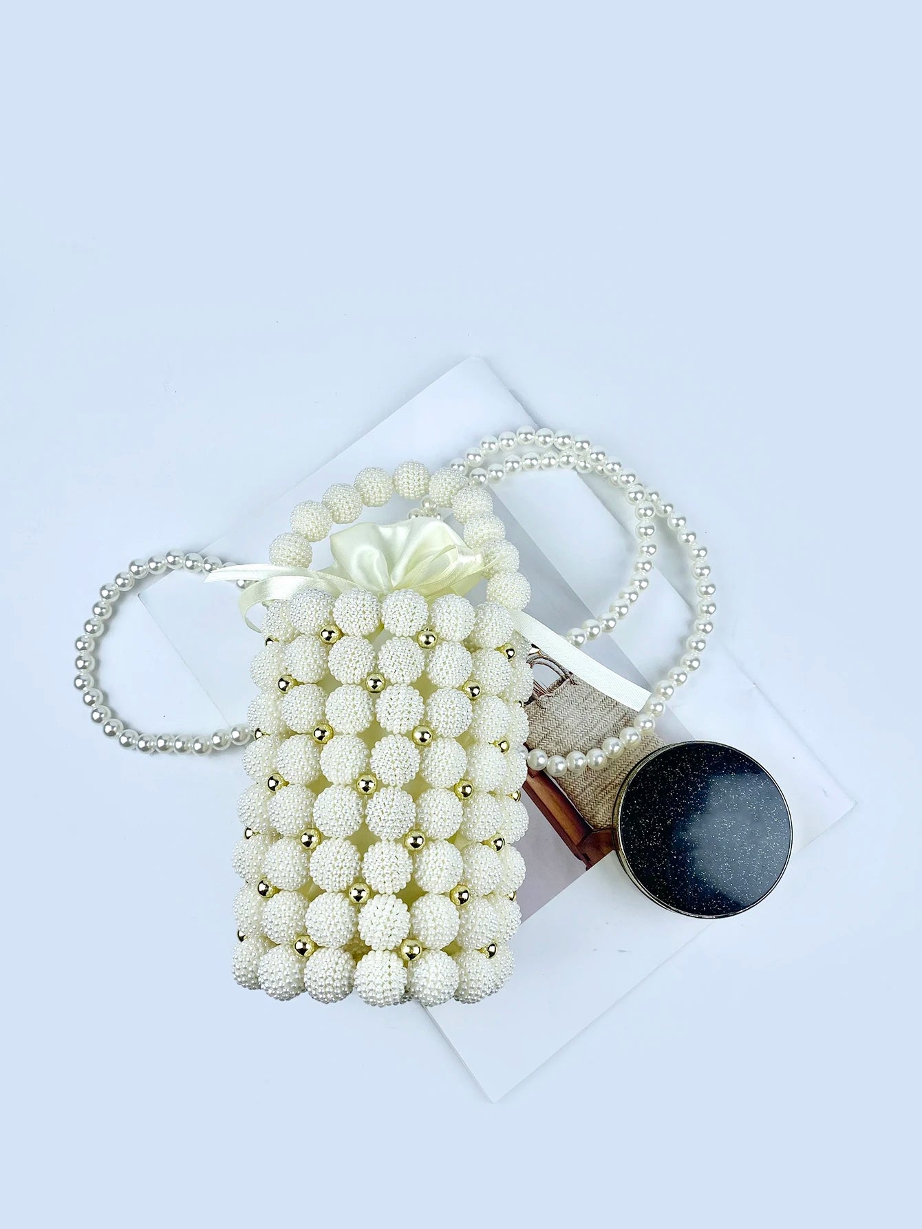 Small fragrance style bayberry ball pen holder bag dinner bag hand-woven beaded pearl bag large size