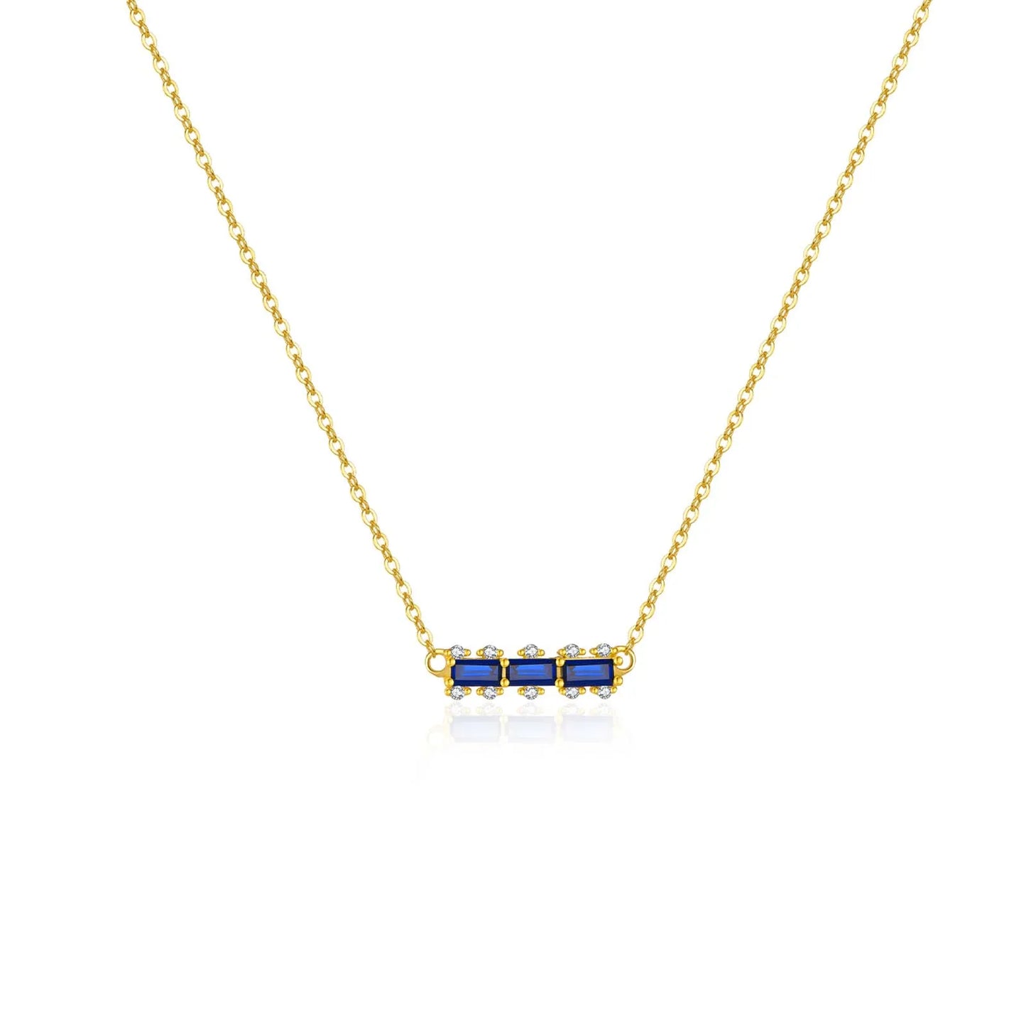 925 Sterling Silver Gold Sapphire Blue Line