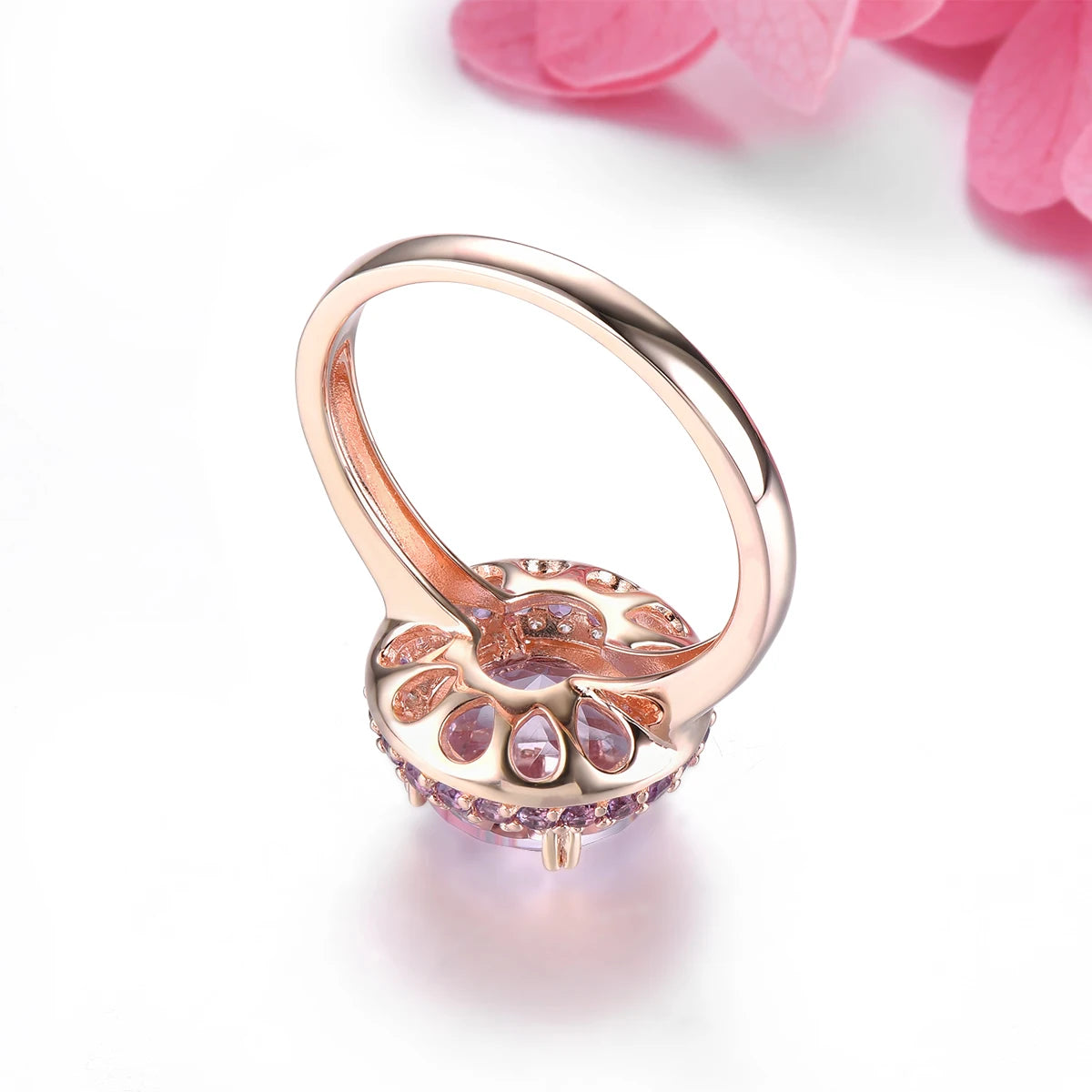 Natural Pink Amethyst Sterling Silver Rose Gold Plated