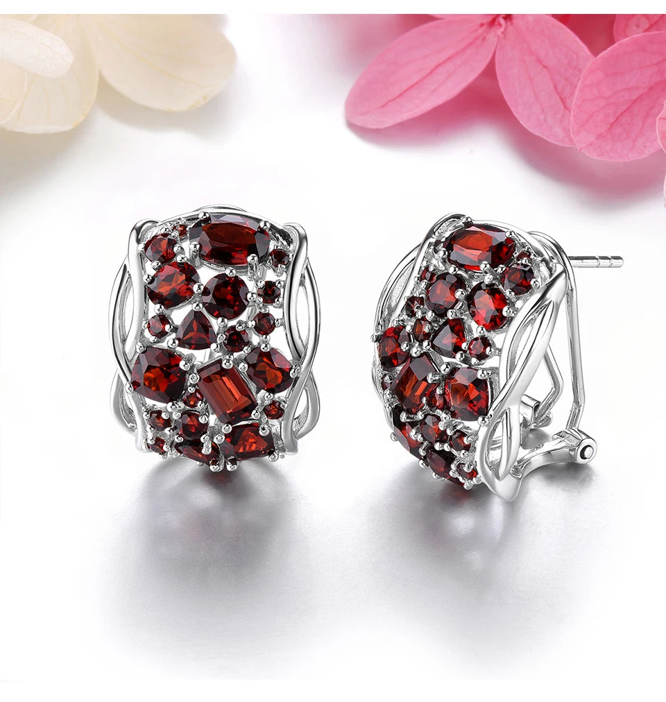 Natural Red Garnet Sterling Silver