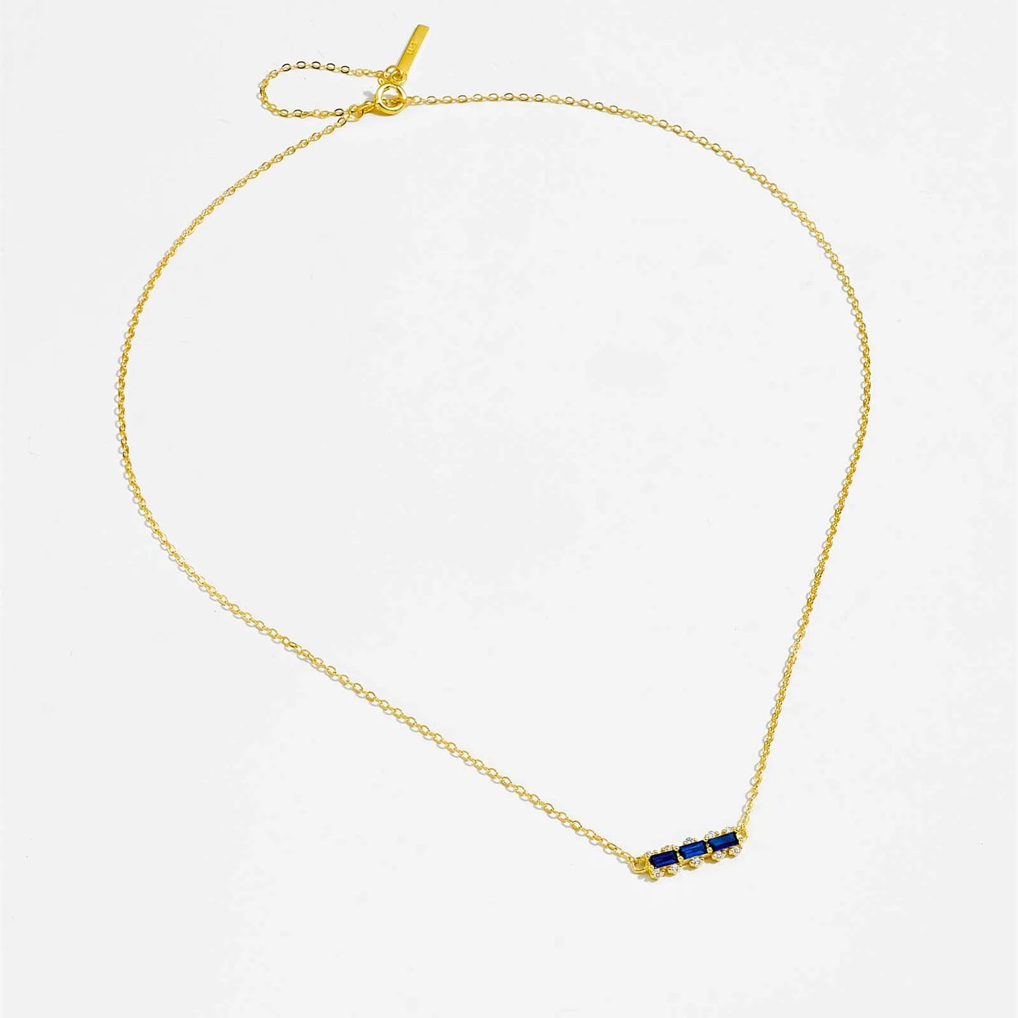 925 Sterling Silver Gold Sapphire Blue Line