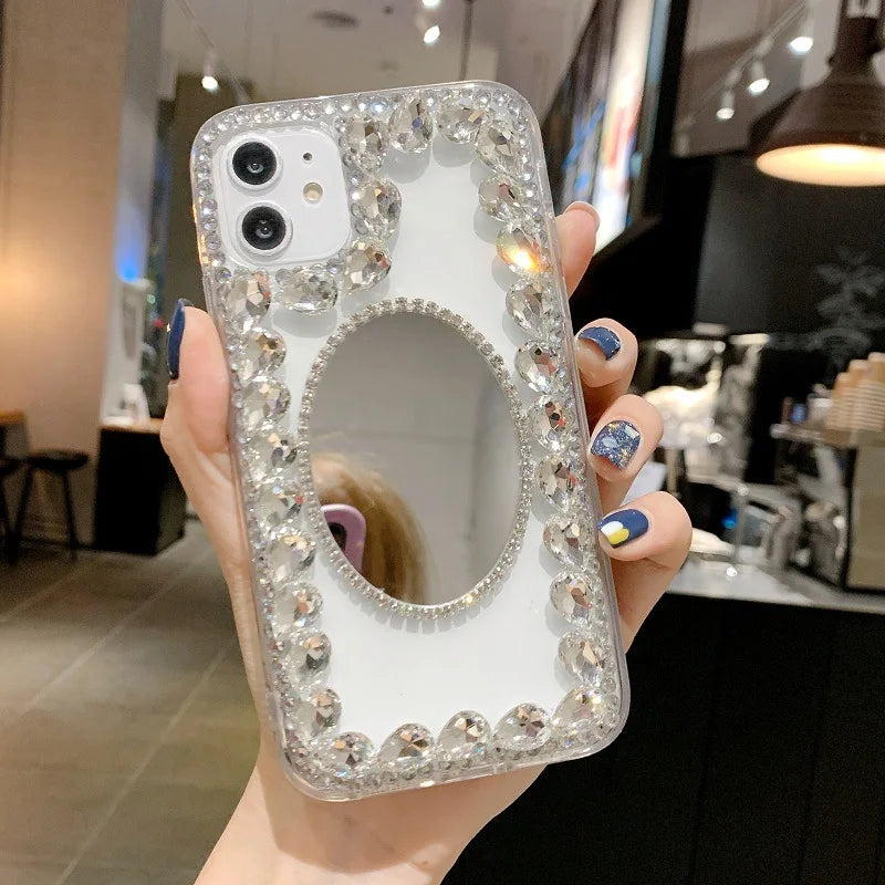 Jewelry Anti-Scratch Mobile Phone Case with Water Diamond, for Huawei P50Pro, P40, Mate 40, Honor 9X, 50, 60Pro