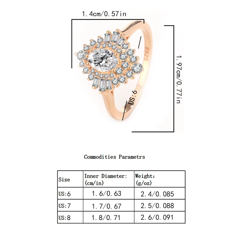 Classic Fashion Authentic S925 Silver 14K Gold Zircon Marquise Women's Light Luxurious Temperament Versatile Women's Ring