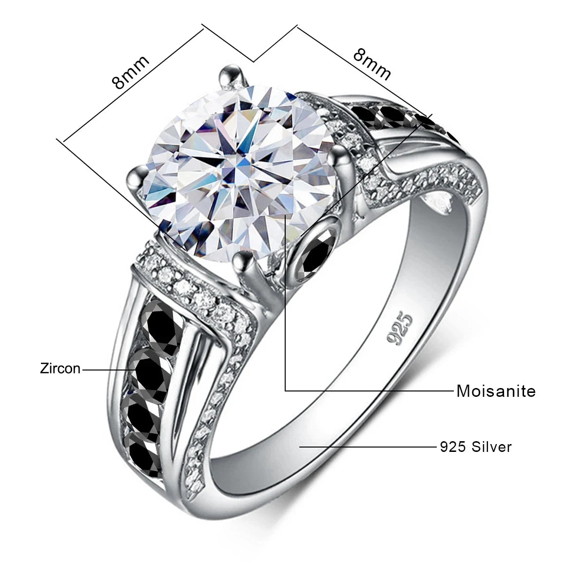 Diamond Ring For Women 100% Sterling Silver Good Quality Wedding Jewelry Pass Diamond Test