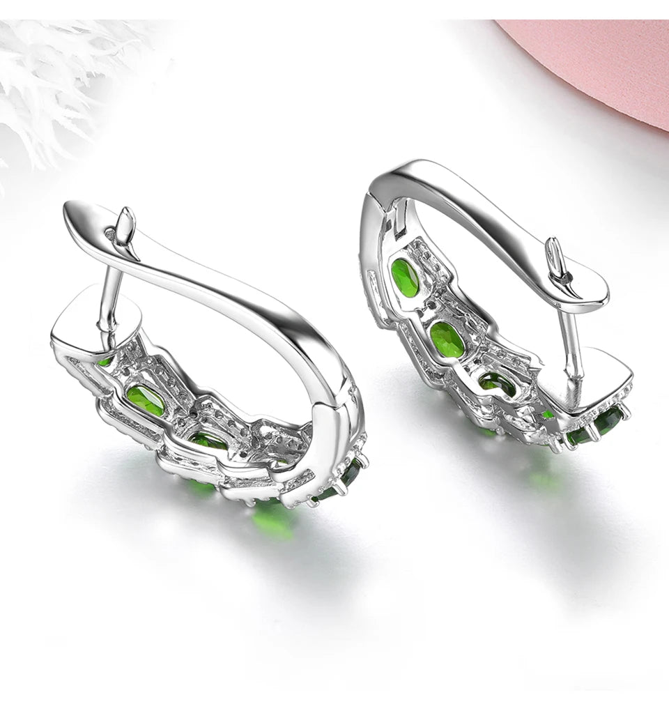 Natural Chrome Diopside Solid Sterling Silver Classic Fine Jewelry Style Top Quality