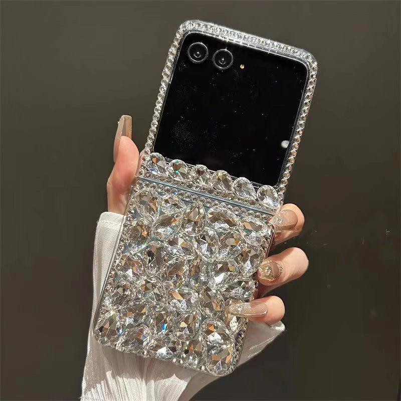 Korea Luxury Crystal Elegant Diamond Wrist Phone Case Cover For Samsung Galaxy Z Flip 3 4 5 6 F7110