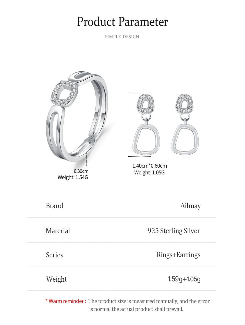 925 Sterling Silver Fashion Jewelry Set