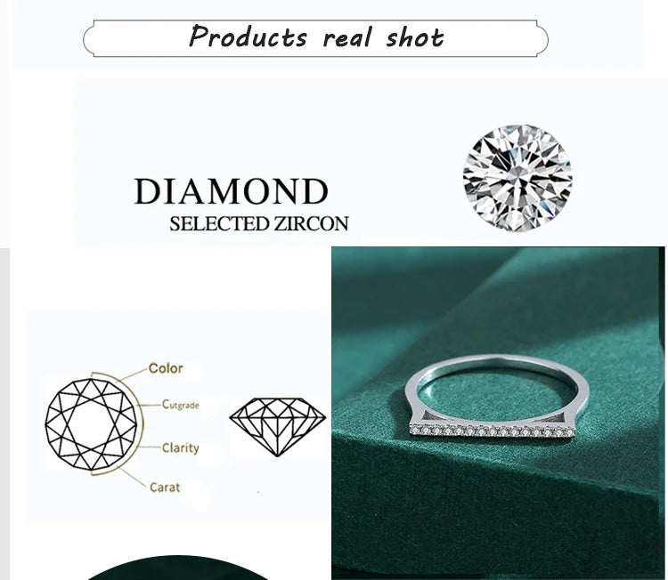 2022 NEW Creative Geometric Diamond Couple Ring For Women Genuine S925 Sterling Silver Triangle Valentine's Day Gift  Jewelry