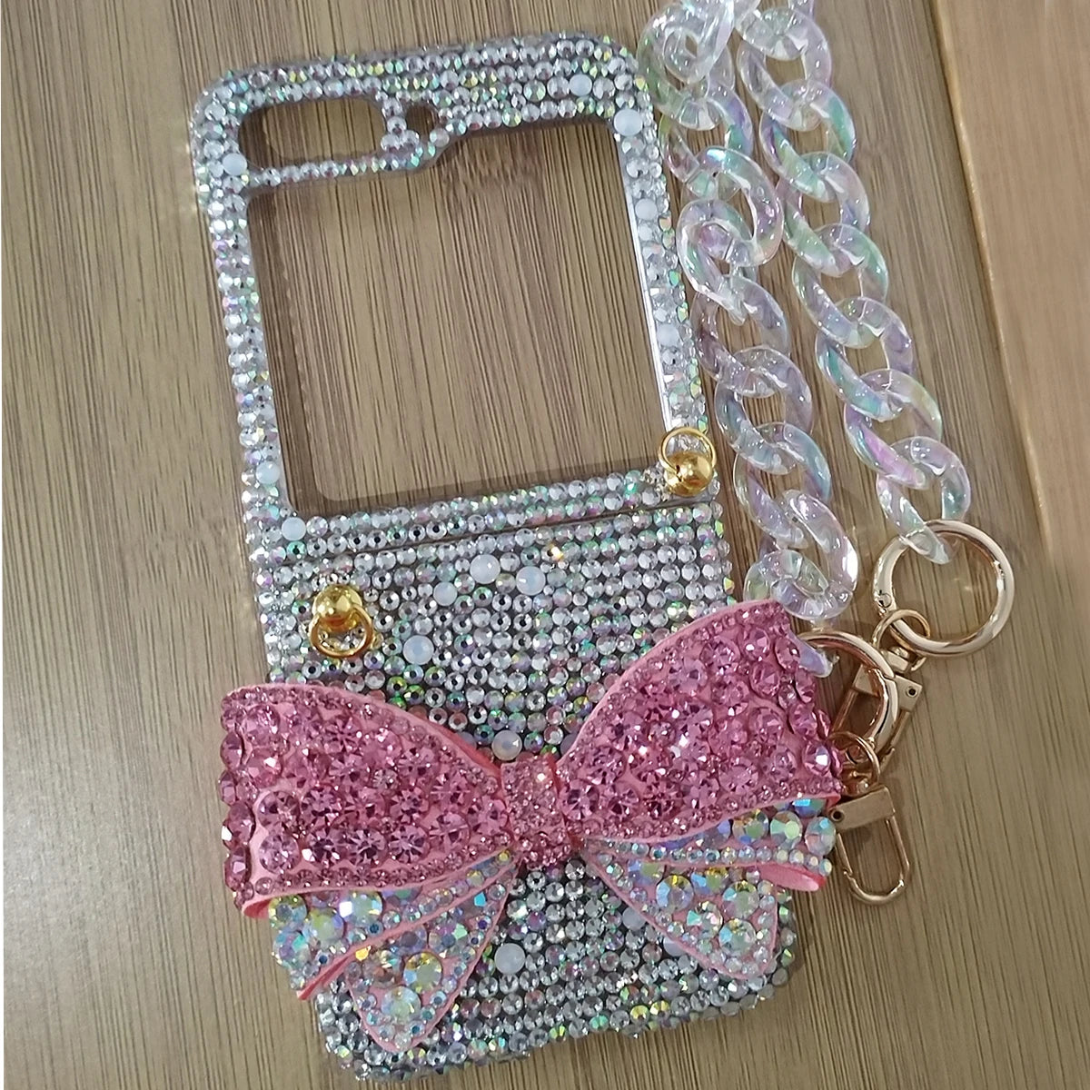 For Samsung Galaxy Z Flip 6 5 4 3 5G F7110 F7070 Luxury Rhinestones Crystal Shinny Cute Diamond Bow Phone Case Cover