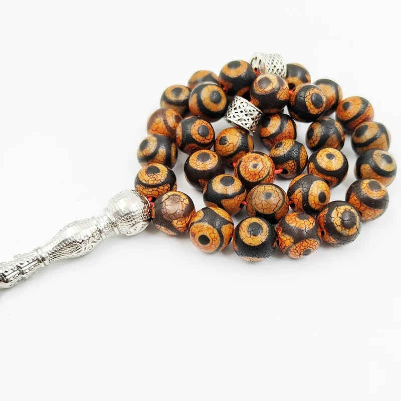 Eid ramadan gift Tasbih Natural Tibetan Fire agate stone 33 prayer beads islamic Arabic fashion misbaha turkish bracelet