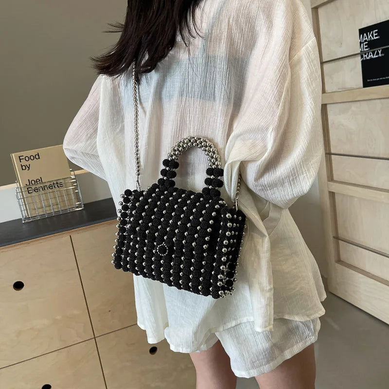 Black Small Square Bag Tote Handmde