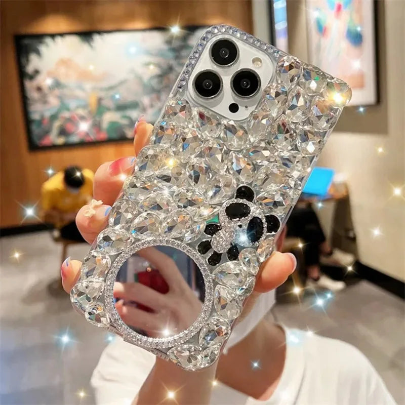 Anti-Scratch Hard Case with Mirror and Diamond, for Huawei P50Pro, P40, Mate30, Honor 9X, 50, 60Pro