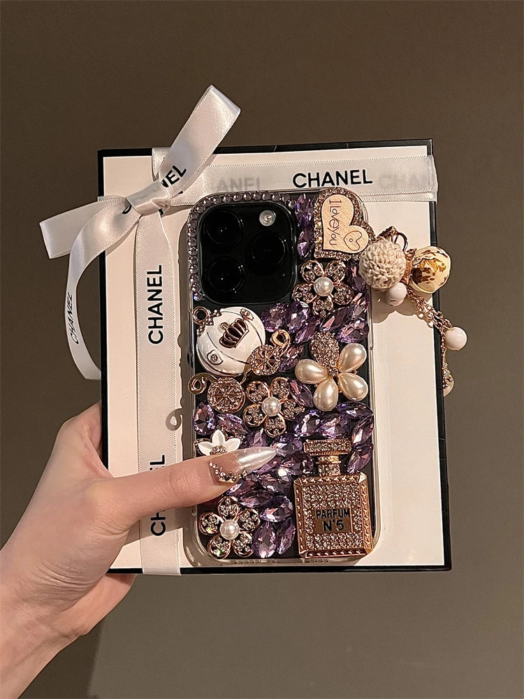 High Quality Luxurious Glitter Phone Case For iPhone 16 15 14 13 12 11 Pro Max Diamond Bling Cover For iPhone 16Pro Rhinestones