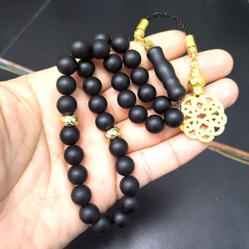 Tasbih Black Matte agates stone muslim prayer beads islamic rosary