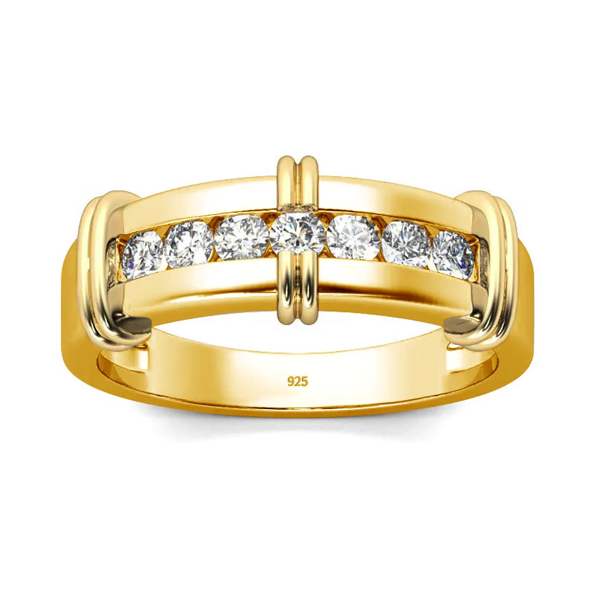 Trendy Yellow Gold Moissanite Rings And Bands Luxury Wedding Party Jewelry Pass Diamond