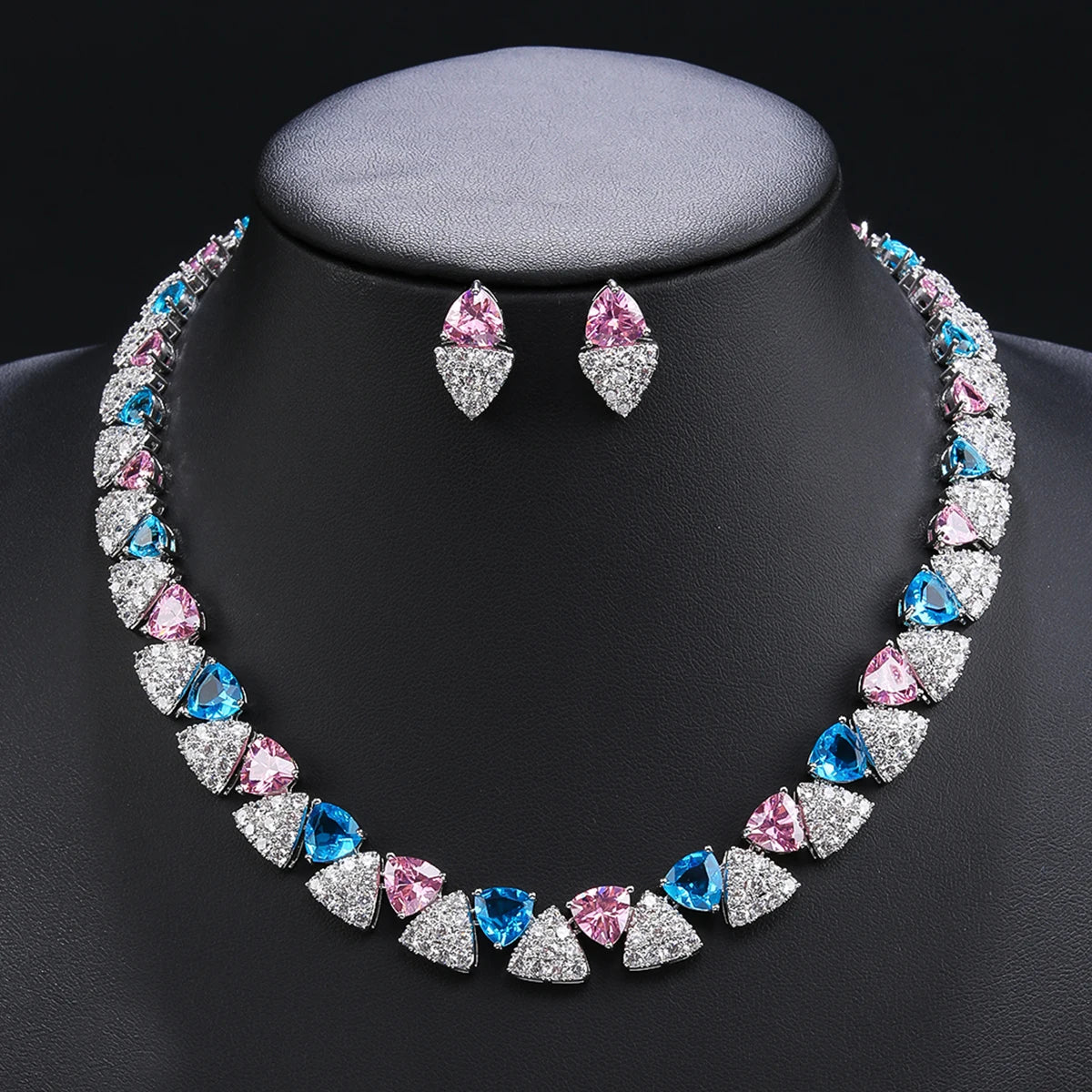 Zirconia Necklace Set  Wedding  Earrings Costume Jewelry Set