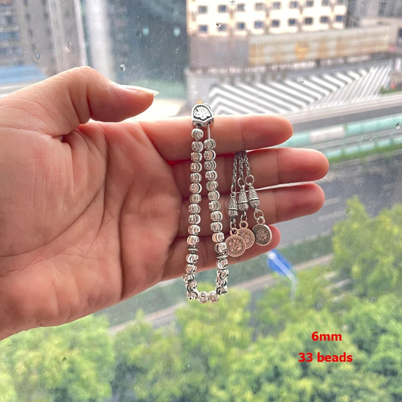 Silvers Tasbih small size muslim prayer beads arabic accessories on hand islamic misbaha