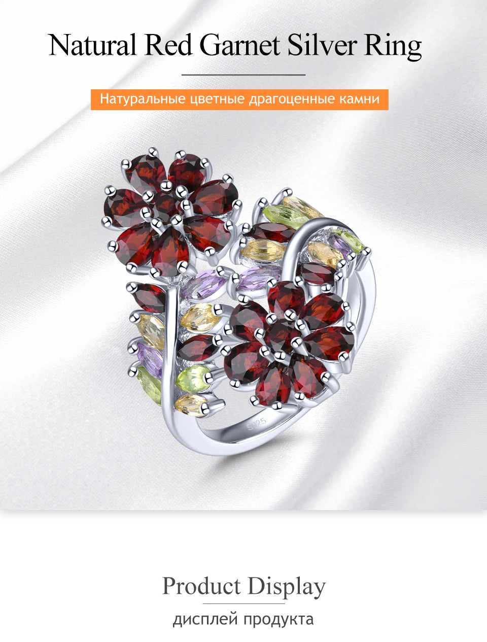 Natural Red Garnet Sterling Silver